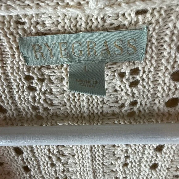 Ryegrass Crochet Open Front Cardigan Colorful Striped Sweater Sz L - Picture 6 of 6